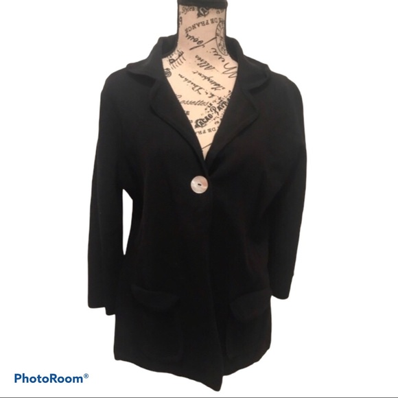 Anthropologie Oliver by Escio One-Button Cardigan with Pockets /  Large / Black - Picture 3 of 10